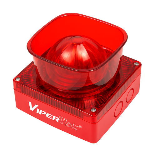 SIRENA CON LUZ ESTROBOSCÓPICA 24 VDC PARA ALARMA CONTRA INCENDIO | USO EXTERIOR | VIPERTEK