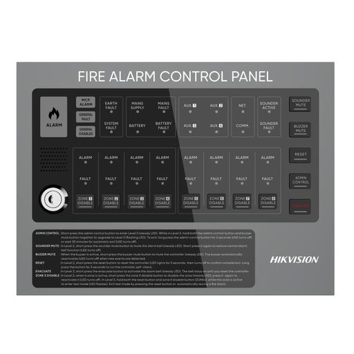 PANEL DE ALARMA CONTRA INCENDIO HIKVISION 8 ZONAS CONVENCIONAL